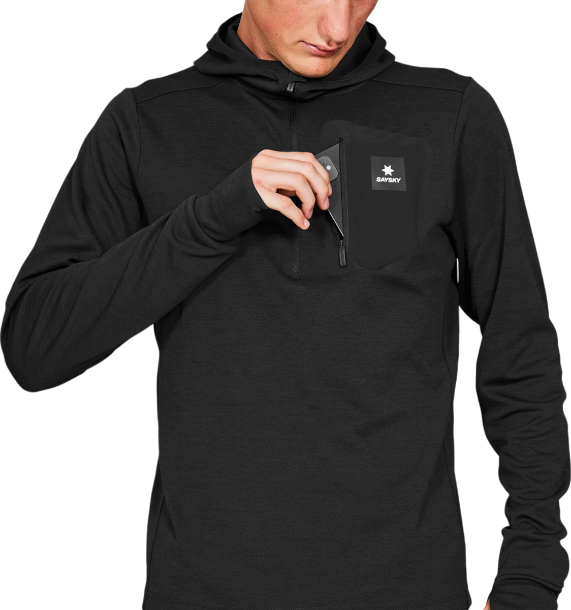 Суитчър Saysky Saysky Pace Half Zip Hoodie Черно | mmrho01c9001, 1