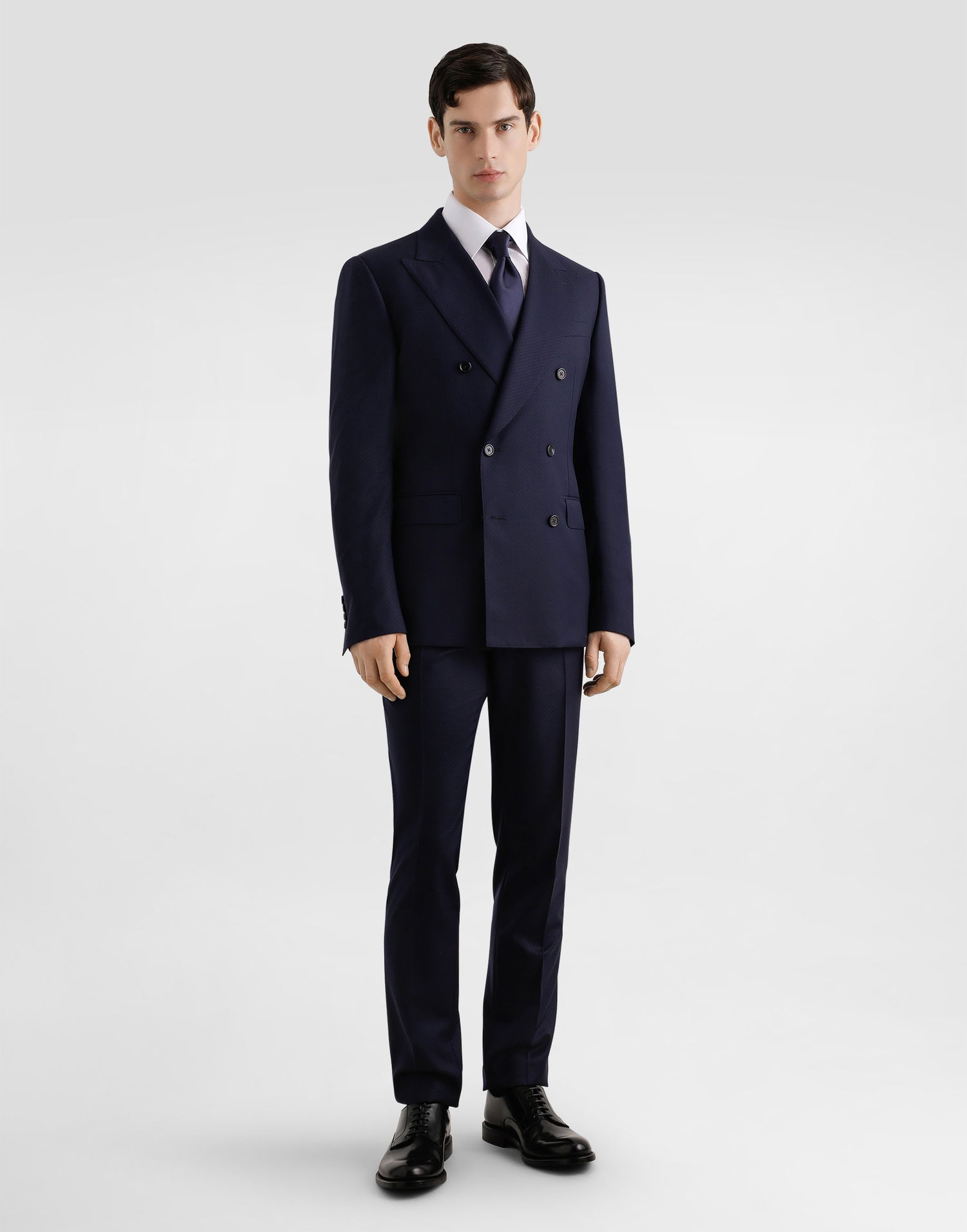 Комплект Dolce & Gabbana Dolce & Gabbana Double-breasted Micro-patterned Wool Suit Тъмно синьо | GK021TFM2GRS8031, 1