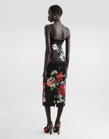Pокля Dolce & Gabbana Dolce & Gabbana Satin Slip Dress With Floral Print and Bra Detail Черно | F6TTXTFSIB5HN5PR, 2