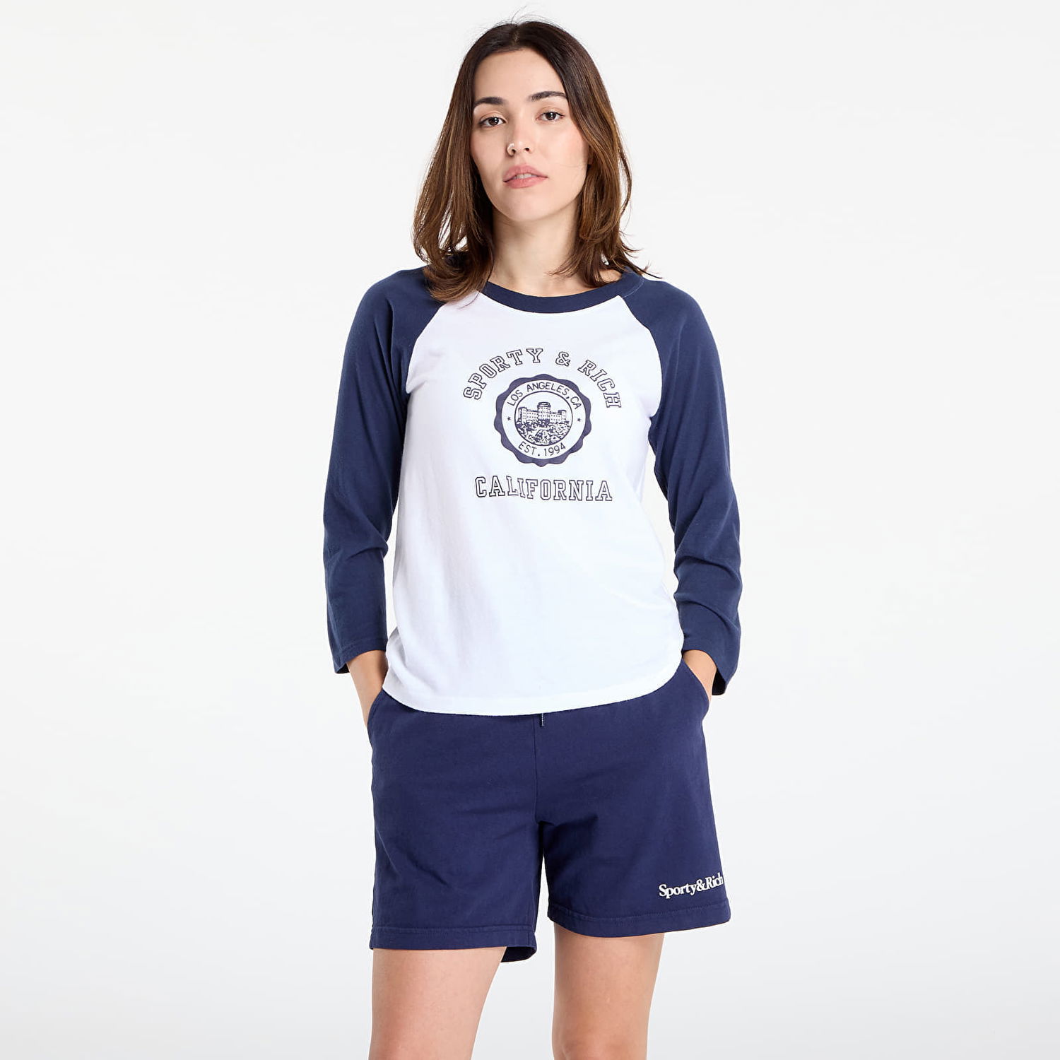 Тениска Sporty & Rich California Emblem Soft Baseball Tee White/ Dark Navy Бяло | TO090625508WH50, 0