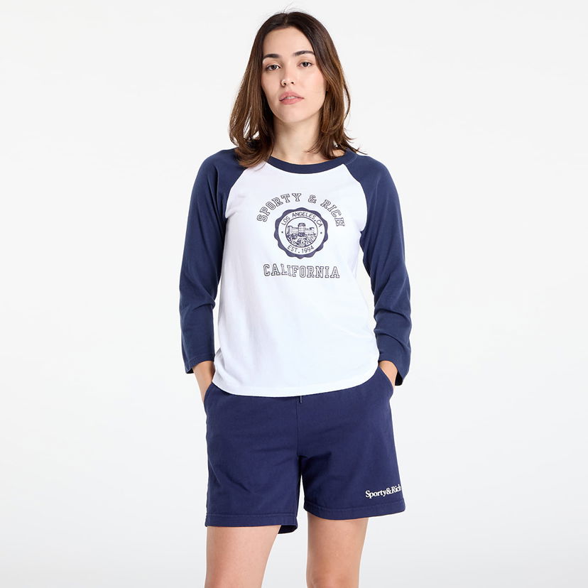Тениска Sporty & Rich California Emblem Soft Baseball Tee White/ Dark Navy Бяло | TO090625508WH50