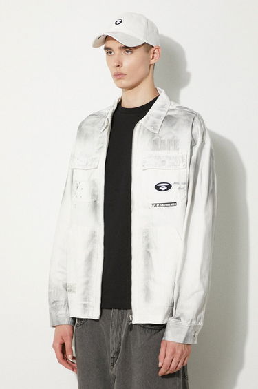 Яке AAPE by A Bathing Ape AAPE Men's White Denim Jacket AAPLJM7644XBM Бяло | AAPLJM7644XBM, 3