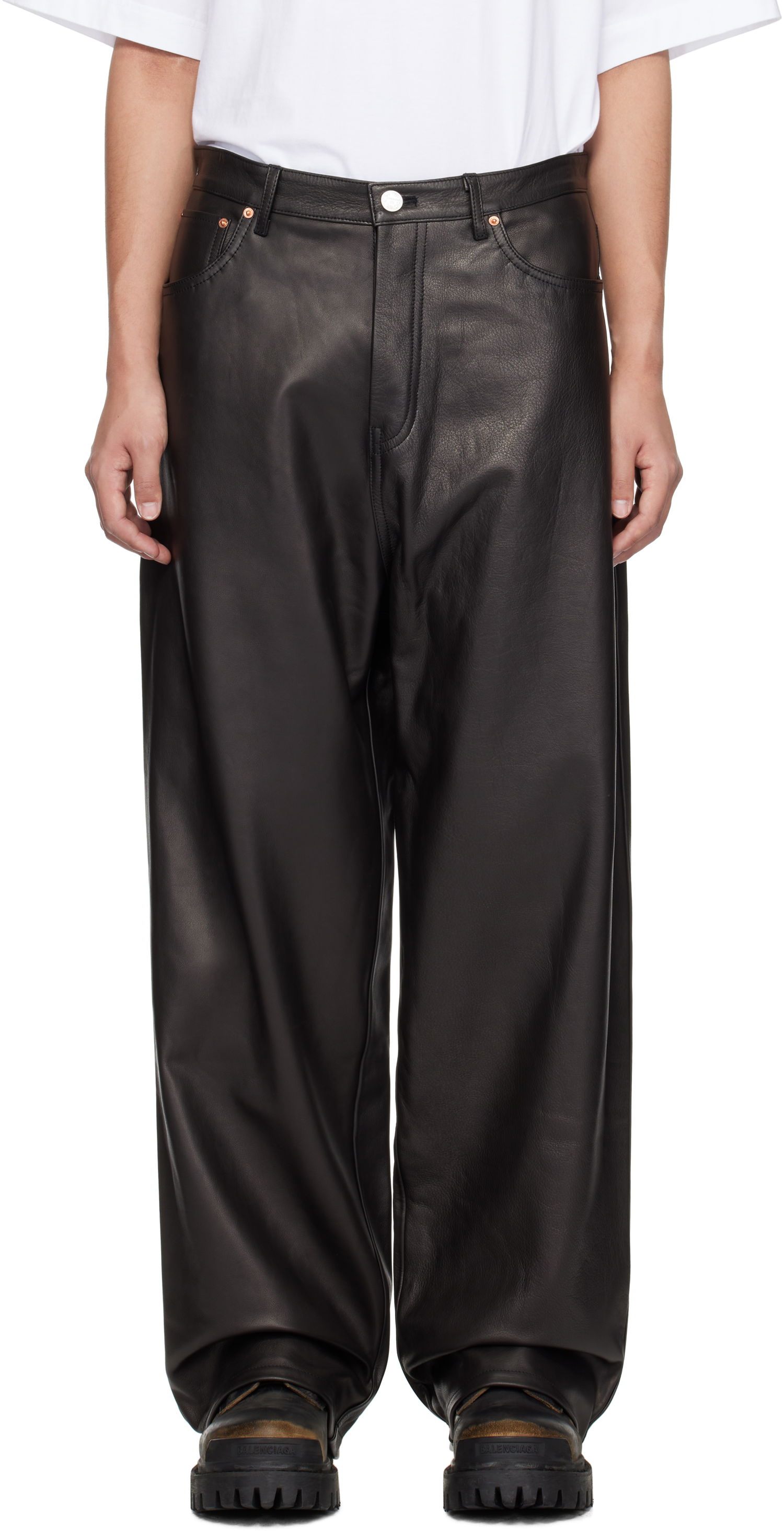Панталони VETEMENTS Vetements Grained Leather Pants Черно | UA66PA200B, 0