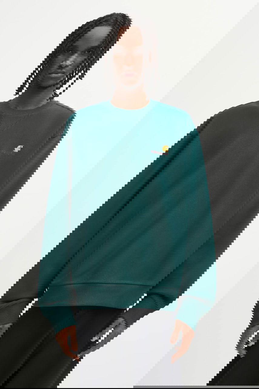 Суитчър Carhartt WIP American Script Embroidered Crewneck Sweatshirt Зелено | I025475.05AXX, 0