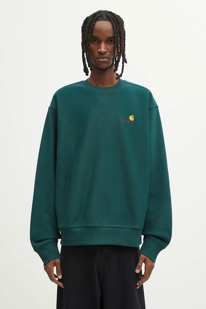 Суитчър Carhartt WIP American Script Embroidered Crewneck Sweatshirt Зелено | I025475.05AXX
