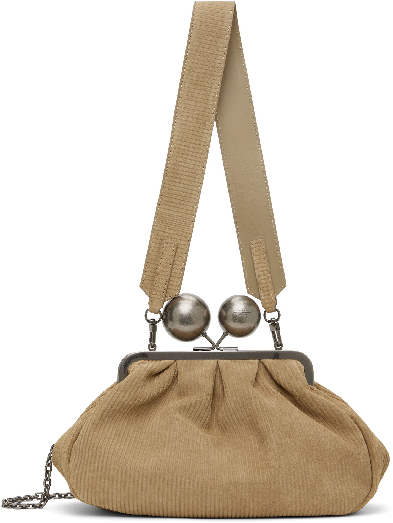 Дамска чанта Max Mara Weekend Max Mara Destino Suede Shoulder Bag Бежово | 2515511044600, 0