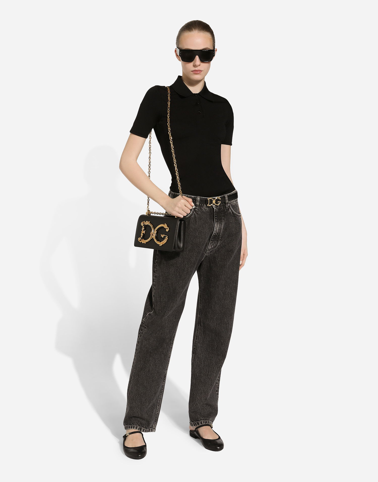 Дамска чанта Dolce & Gabbana Dolce & Gabbana Nappa Leather DG Girls Shoulder Bag Черно | BB6498AZ80180999, 1