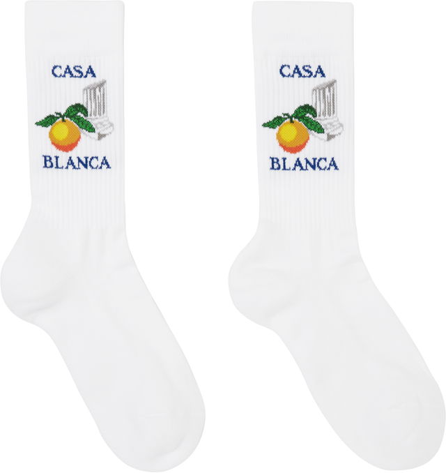 White Orange Column Socks