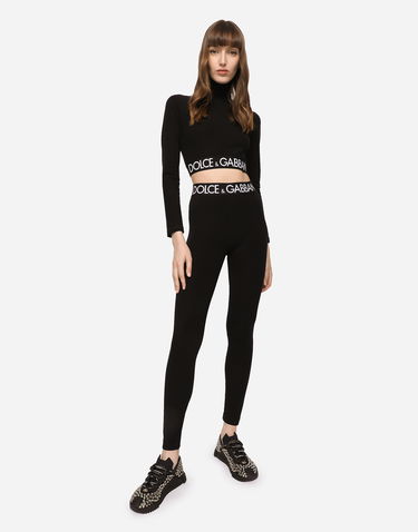 Клинове Dolce & Gabbana Dolce & Gabbana Jersey Leggings With Branded Elastic Черно | FTB5TTFUGFJN0000, 3