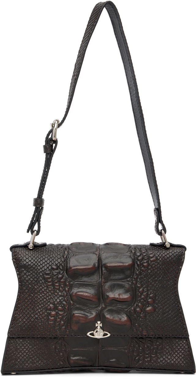 Bianca Crocodile-Effect Shoulder Bag