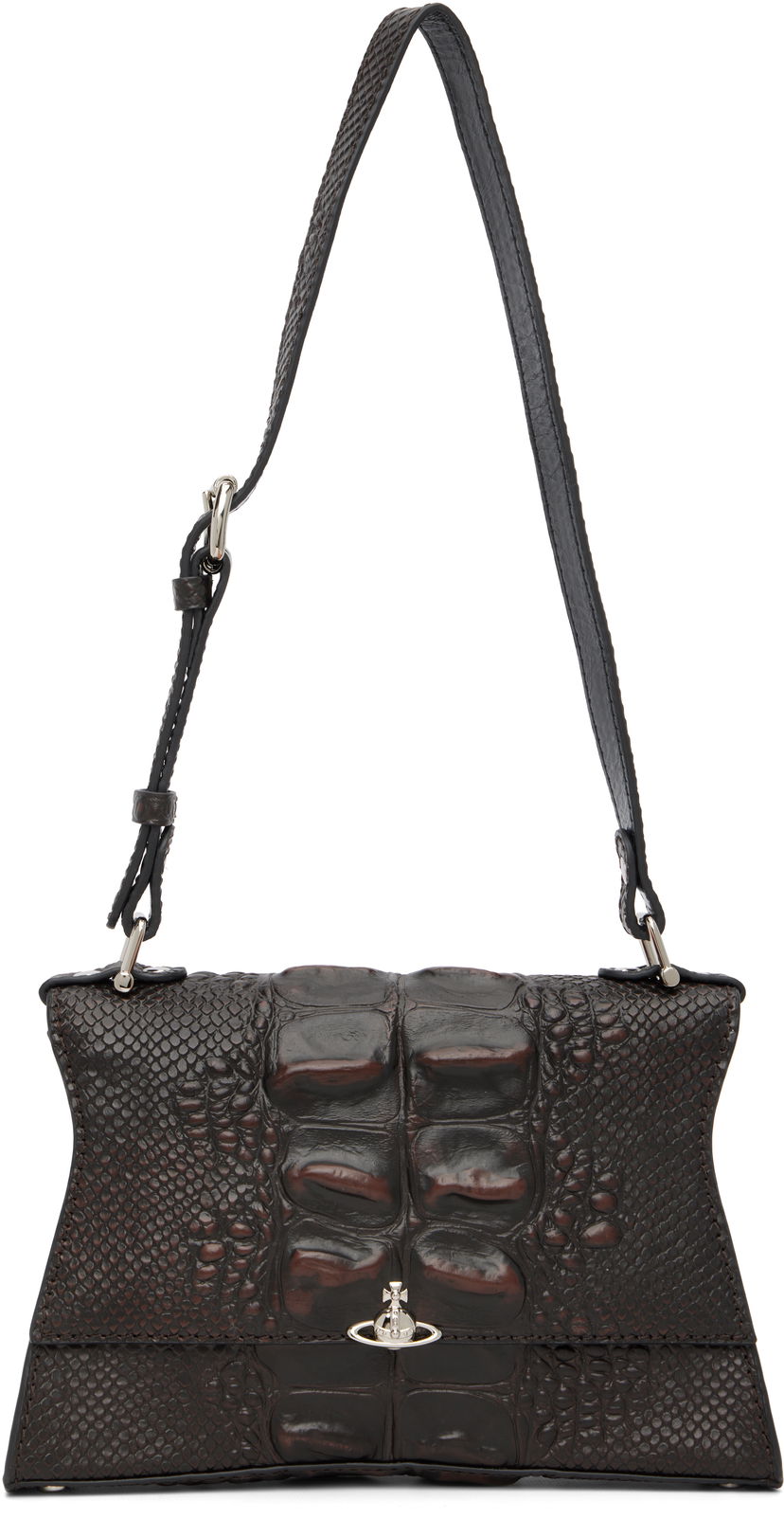 Чанта през рамо Vivienne Westwood Bianca Crocodile-Effect Shoulder Bag Кафяво | 4603000LW-L00BO-