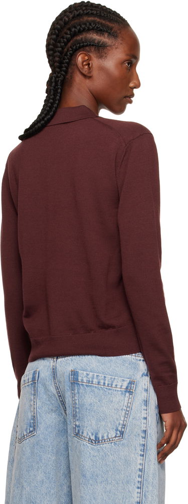Поло тениска We11done We11done Double Patched Knit Polo Бургунди | WD-KT2-25-679-W-WN, 2