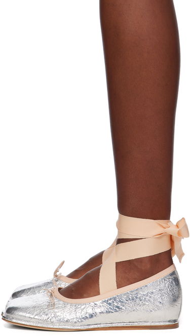 Грижа за обувките Simone Rocha Simone Rocha Ribbon Bow Ballerina Flats Металик | RMP17 0781, 2